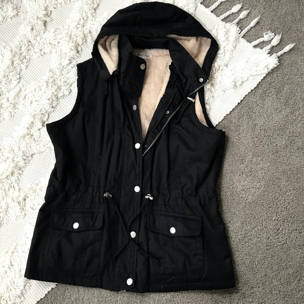 Black fur lined Utility Vest
